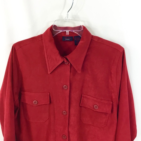 Bill Blass Red Button Frt Medium Shirt/Jacket, Shacket - Picture 3 of 7